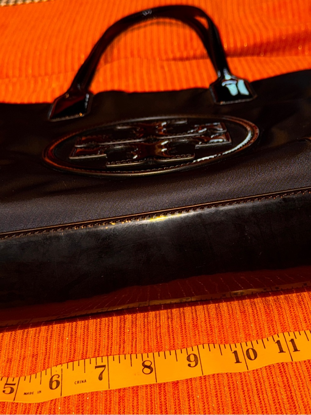 Tory Burch Ella Patent Black Nylon Tote with Patent Trim - Picture 4 of 4